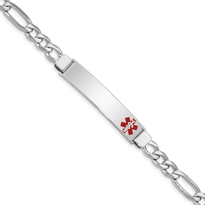 Sterling Silver Rhodium Plated Medical Id Figaro Link Bracelet