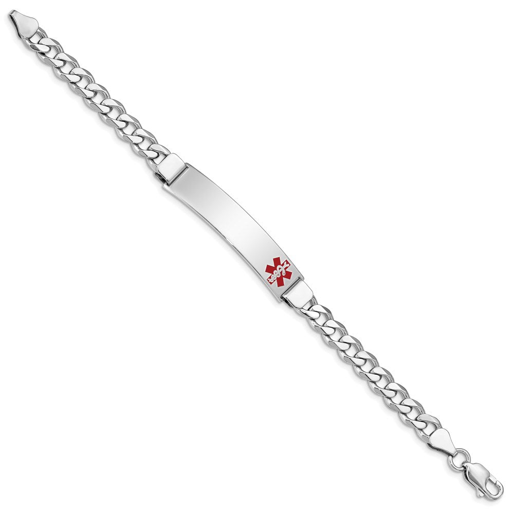 Sterling Silver Rhodium Plated Medical Id Curb Link Bracelet