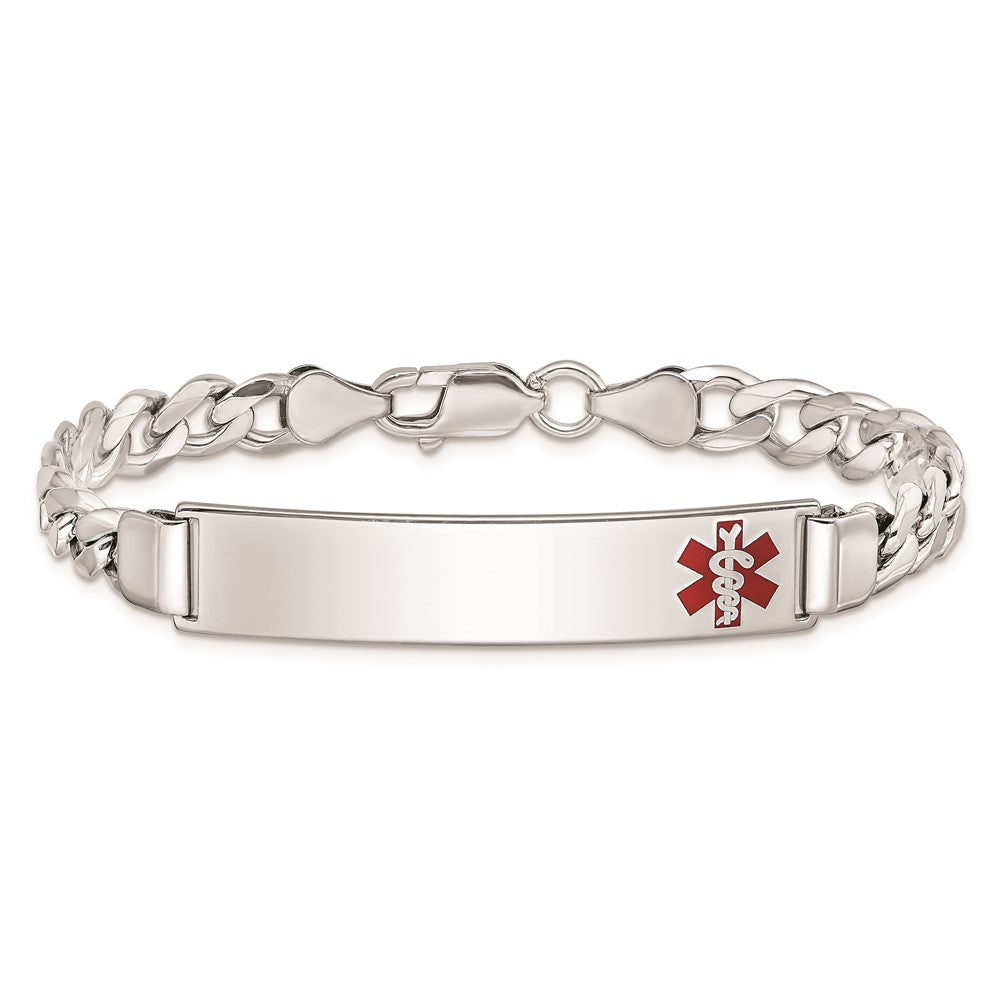 Sterling Silver Rhodium Plated Medical Id Curb Link Bracelet