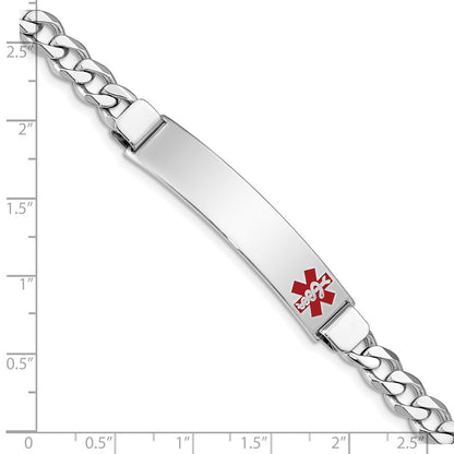 Sterling Silver Rhodium Plated Medical Id Curb Link Bracelet