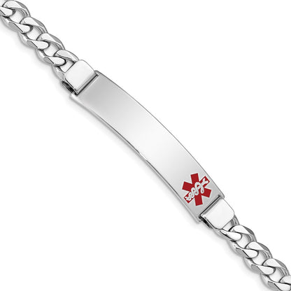 Sterling Silver Rhodium Plated Medical Id Curb Link Bracelet