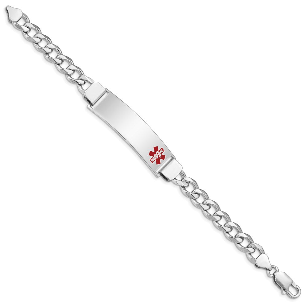 Sterling Silver Rhodium Plated Medical Id Curb Link Bracelet