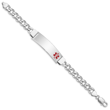 Sterling Silver Rhodium Plated Medical Id Curb Link Bracelet