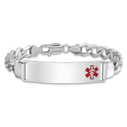 Sterling Silver Rhodium Plated Medical Id Curb Link Bracelet