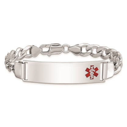 Sterling Silver Rhodium Plated Medical Id Curb Link Bracelet