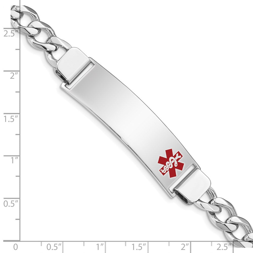 Sterling Silver Rhodium Plated Medical Id Curb Link Bracelet
