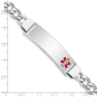Sterling Silver Rhodium Plated Medical Id Curb Link Bracelet