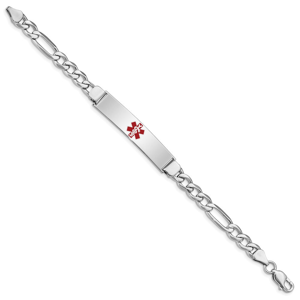 Sterling Silver Rhodium Plated Medical Id Figaro Link Bracelet