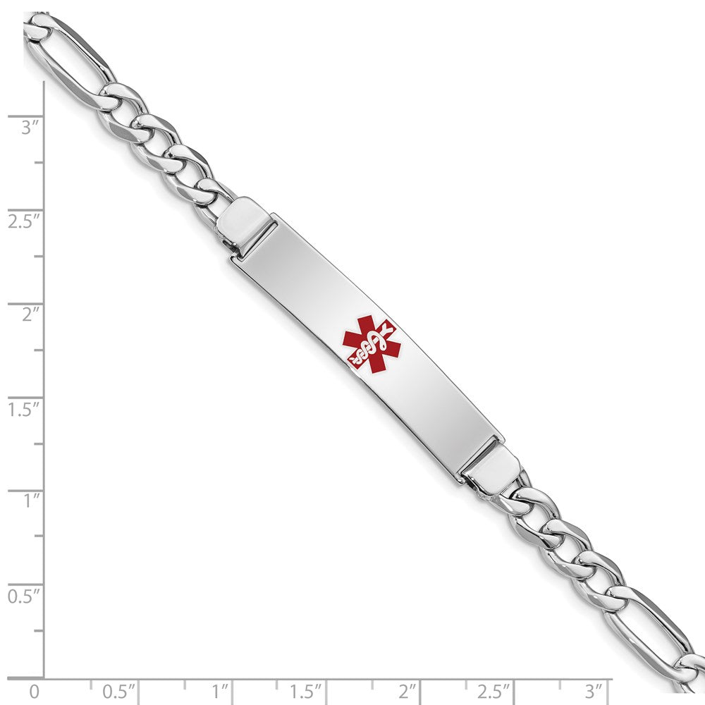 Sterling Silver Rhodium Plated Medical Id Figaro Link Bracelet