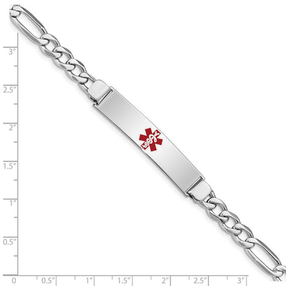 Sterling Silver Rhodium Plated Medical Id Figaro Link Bracelet
