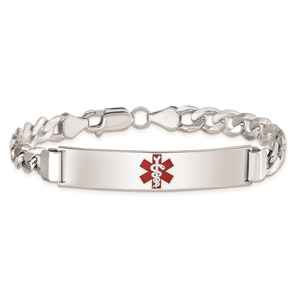 Sterling Silver Rhodium Plated Medical Id Curb Link Bracelet