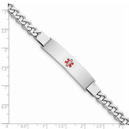 Sterling Silver Rhodium Plated Medical Id Curb Link Bracelet