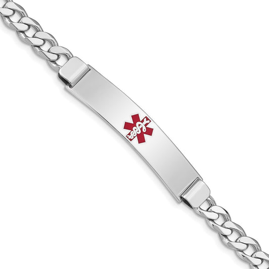 Sterling Silver Rhodium Plated Medical Id Curb Link Bracelet