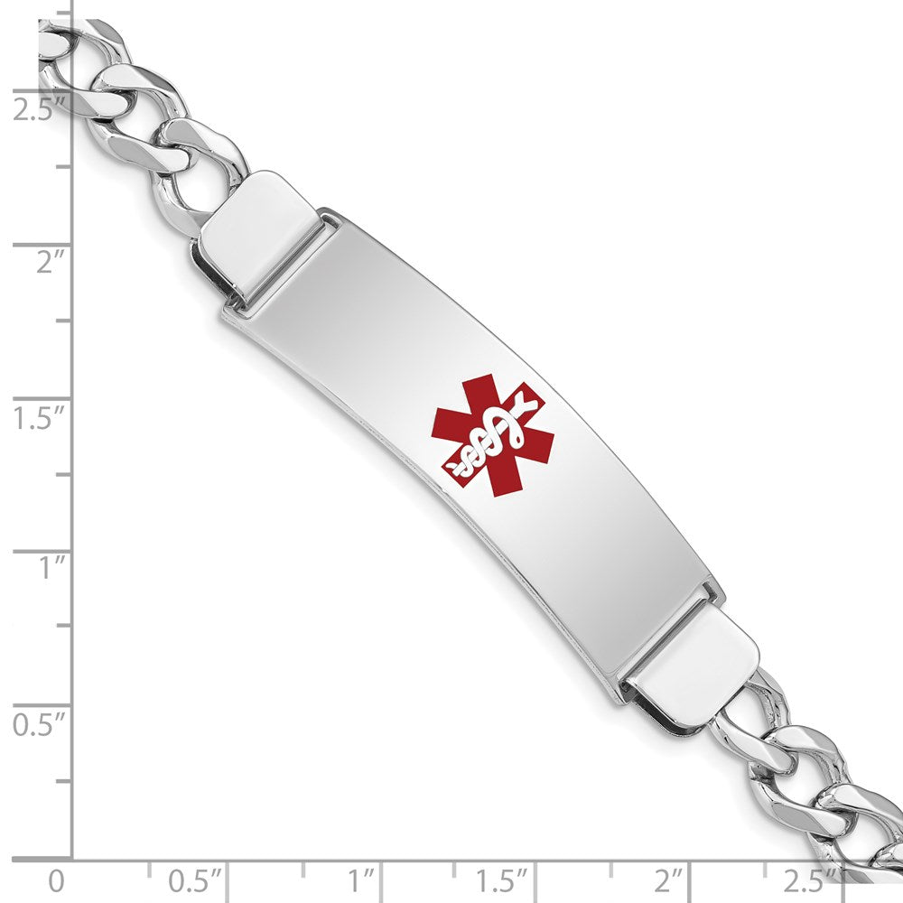 Sterling Silver Rhodium Plated Medical Id Curb Link Bracelet