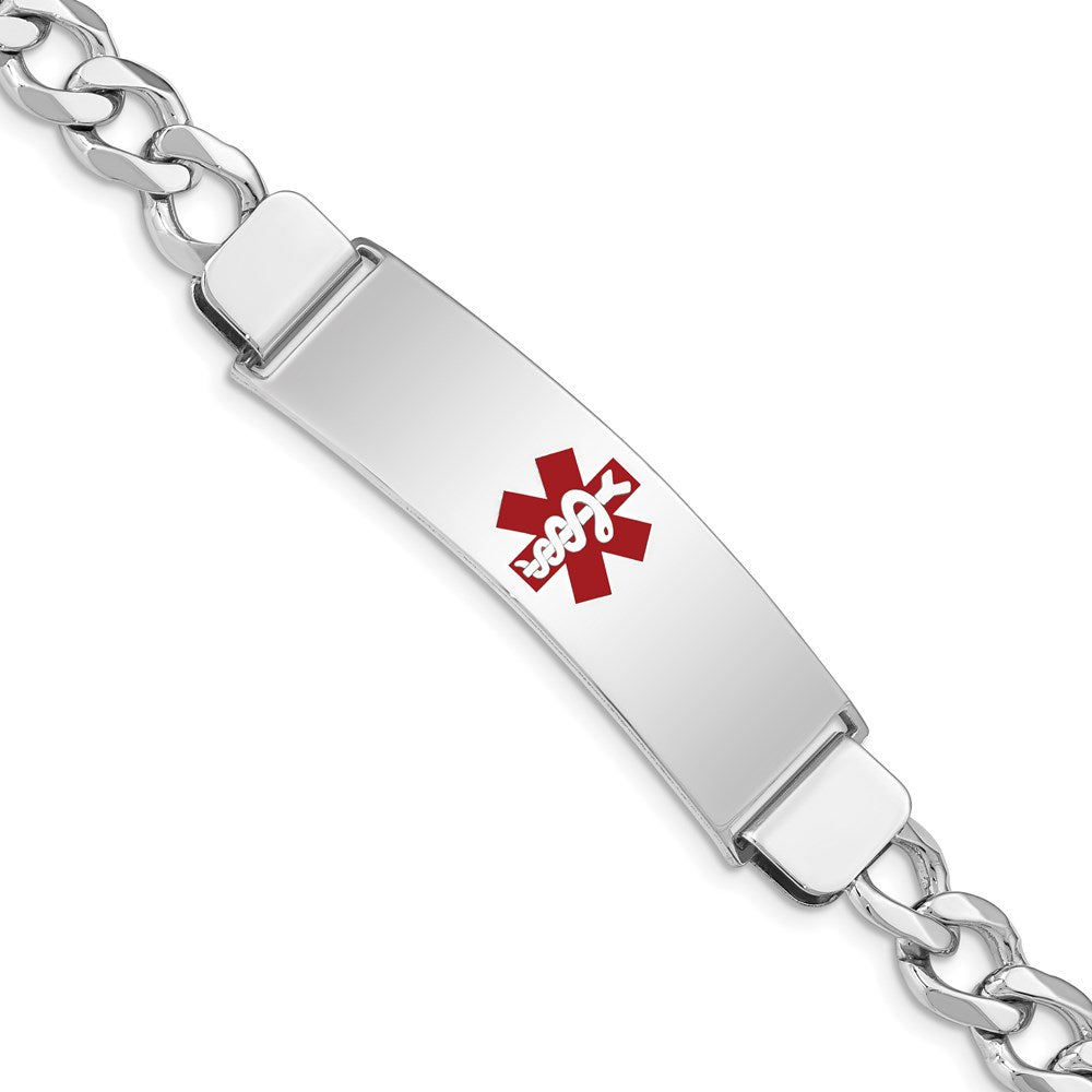 Sterling Silver Rhodium Plated Medical Id Curb Link Bracelet