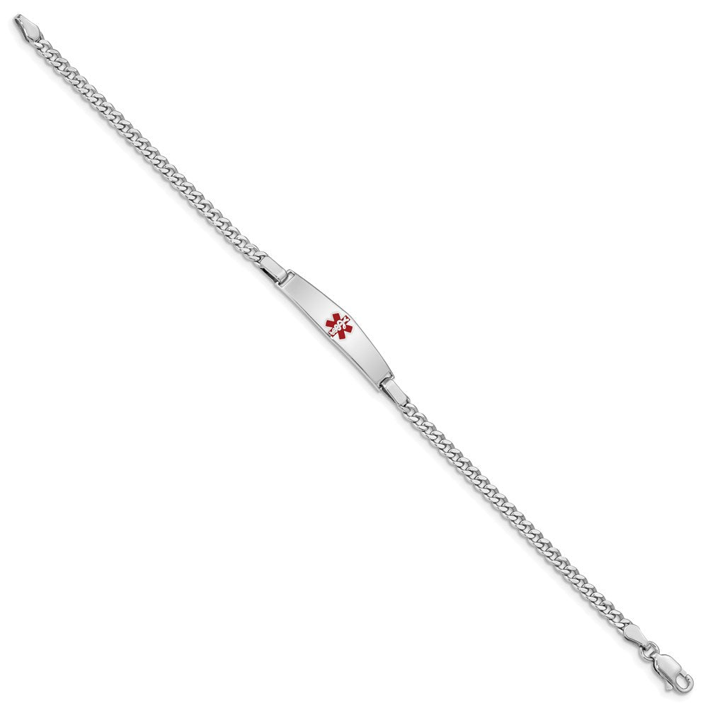 Sterling Silver Rhodium Plated Medical Id Curb Link Bracelet