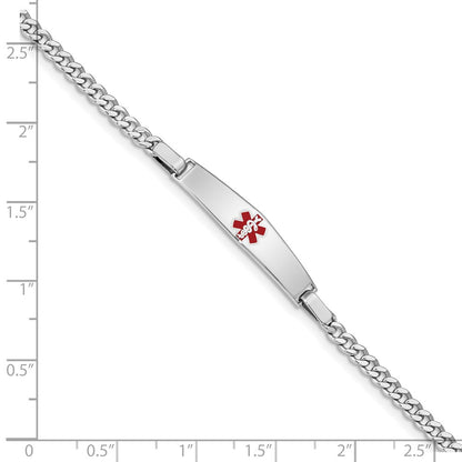 Sterling Silver Rhodium Plated Medical Id Curb Link Bracelet