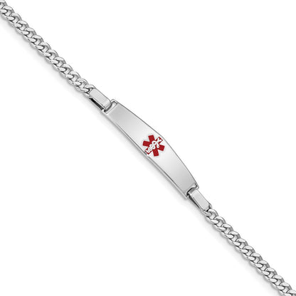 Sterling Silver Rhodium Plated Medical Id Curb Link Bracelet