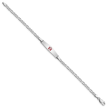 Sterling Silver Rhodium Plated Medical Id Figaro Link Bracelet