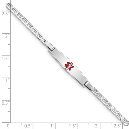 Sterling Silver Rhodium Plated Medical Id Anchor Link Bracelet