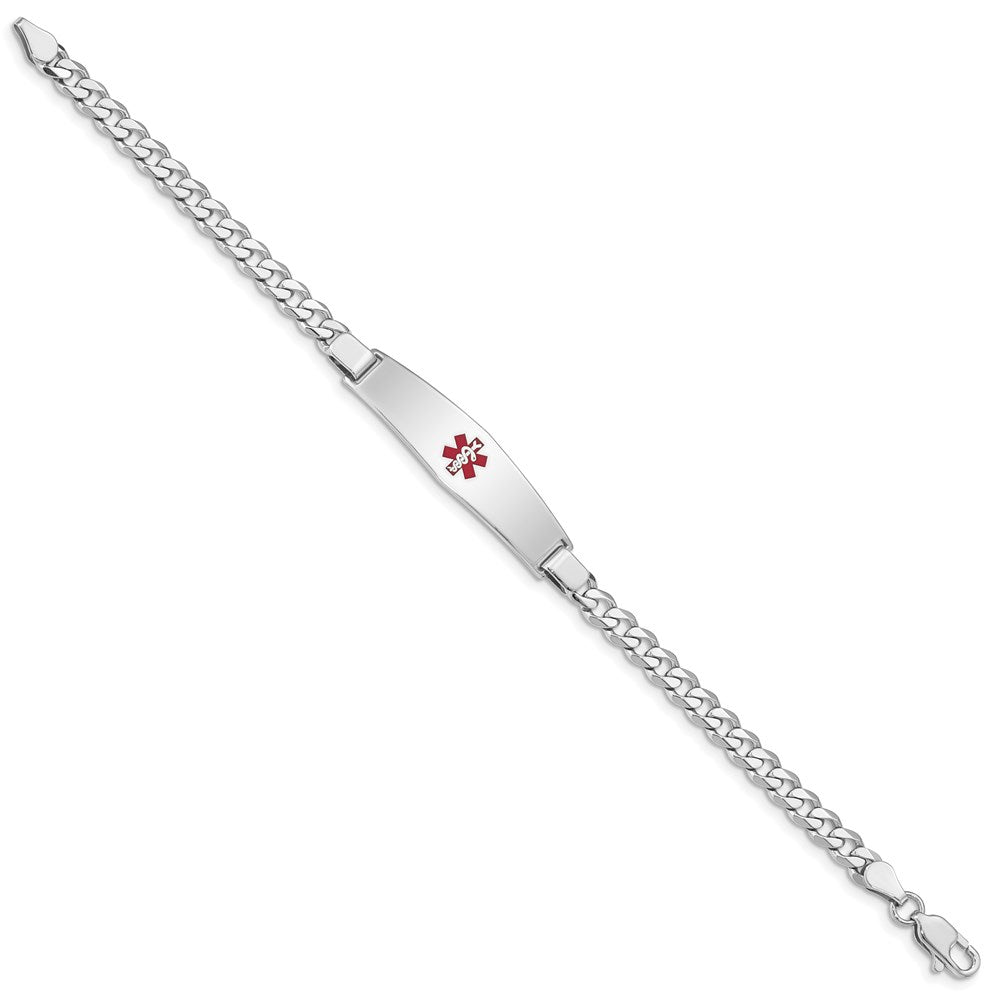 Sterling Silver Rhodium Plated Medical Id Curb Link Bracelet