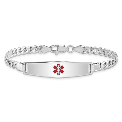 Sterling Silver Rhodium Plated Medical Id Curb Link Bracelet
