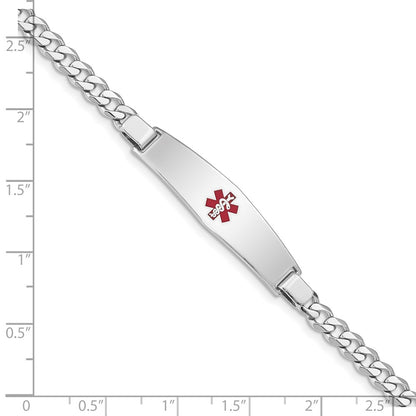 Sterling Silver Rhodium Plated Medical Id Curb Link Bracelet