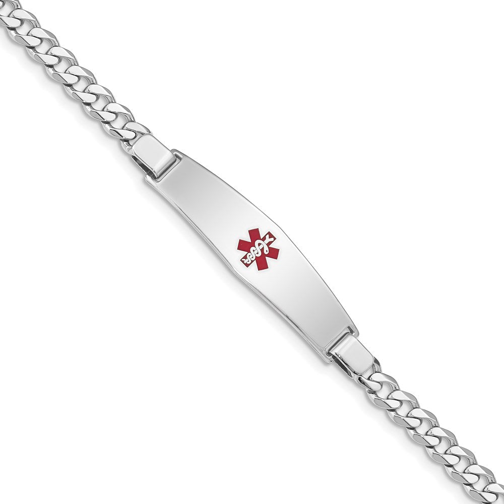 Sterling Silver Rhodium Plated Medical Id Curb Link Bracelet