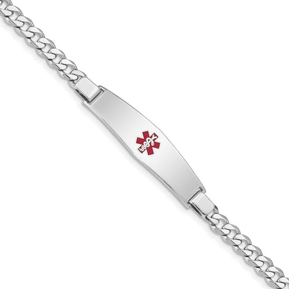 Sterling Silver Rhodium Plated Medical Id Curb Link Bracelet