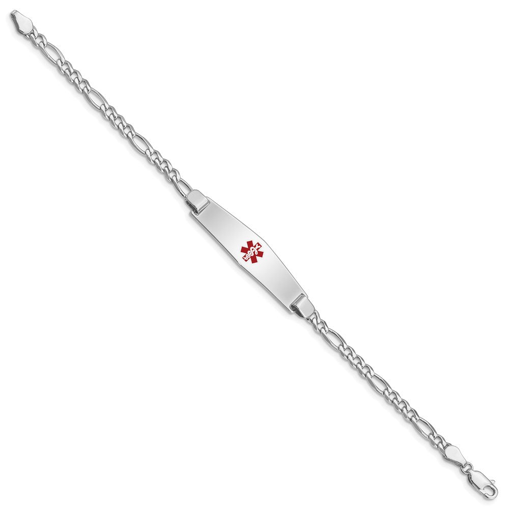 Sterling Silver Rhodium Plated Medical Id Figaro Link Bracelet