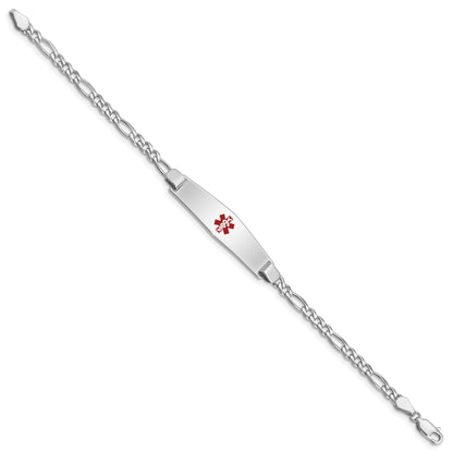 Sterling Silver Rhodium Plated Medical Id Figaro Link Bracelet