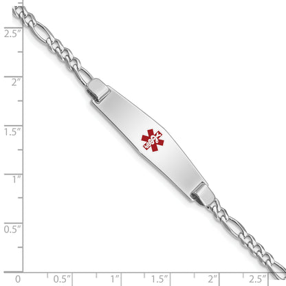 Sterling Silver Rhodium Plated Medical Id Figaro Link Bracelet