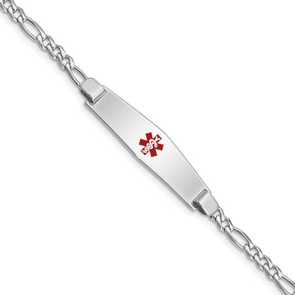 Sterling Silver Rhodium Plated Medical Id Figaro Link Bracelet