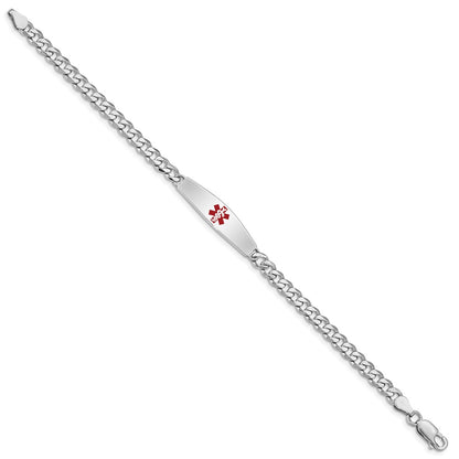 Sterling Silver Rhodium Plated Medical Id Bracelet Curb Link