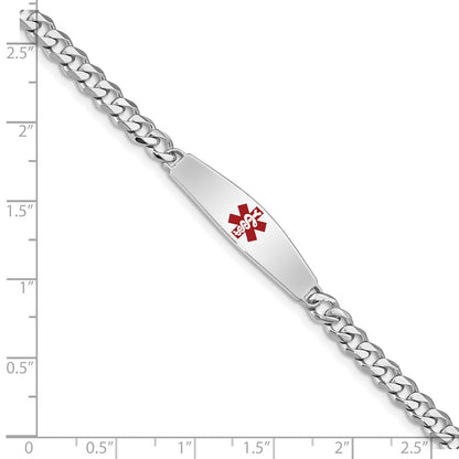 Sterling Silver Rhodium Plated Medical Id Bracelet Curb Link