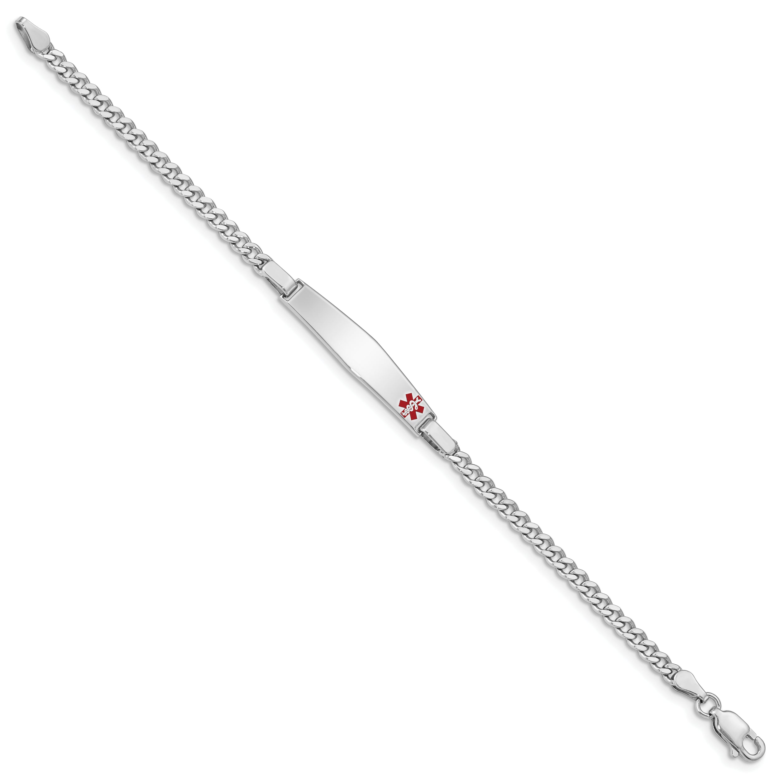 Sterling Silver Rhod Plated Children'S Medical Id Bracelet Curb Link