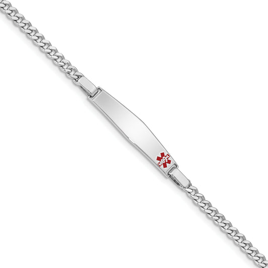 Sterling Silver Rhod Plated Children'S Medical Id Bracelet Curb Link