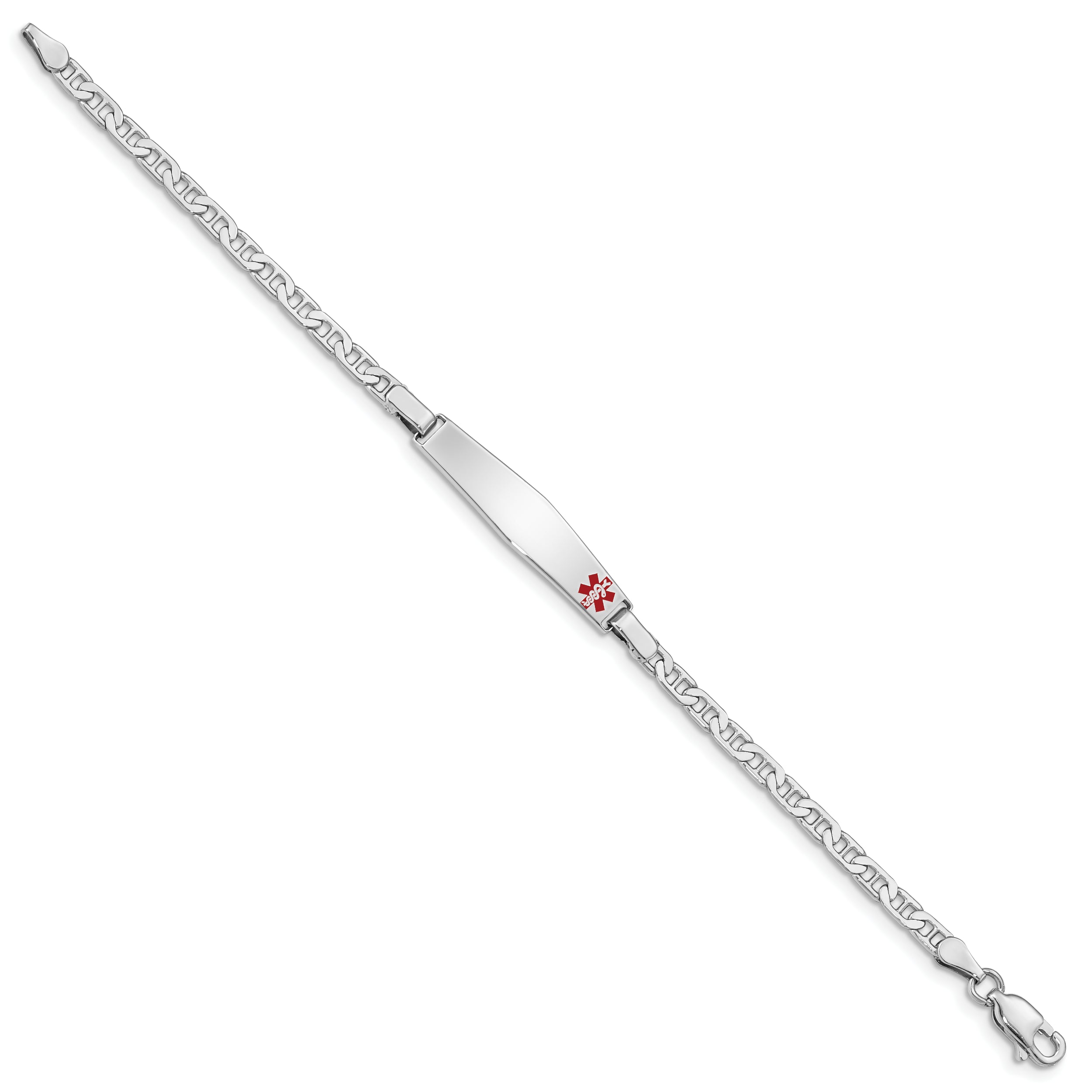 Sterling Silver Rhod Plated Children'S Medical Id Bracelet Anchor