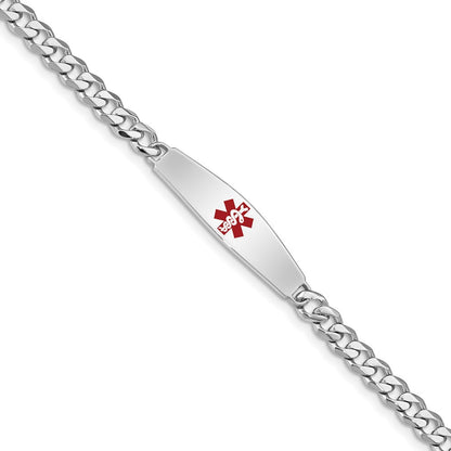 Sterling Silver Rhodium Plated Medical Id Bracelet Curb Link