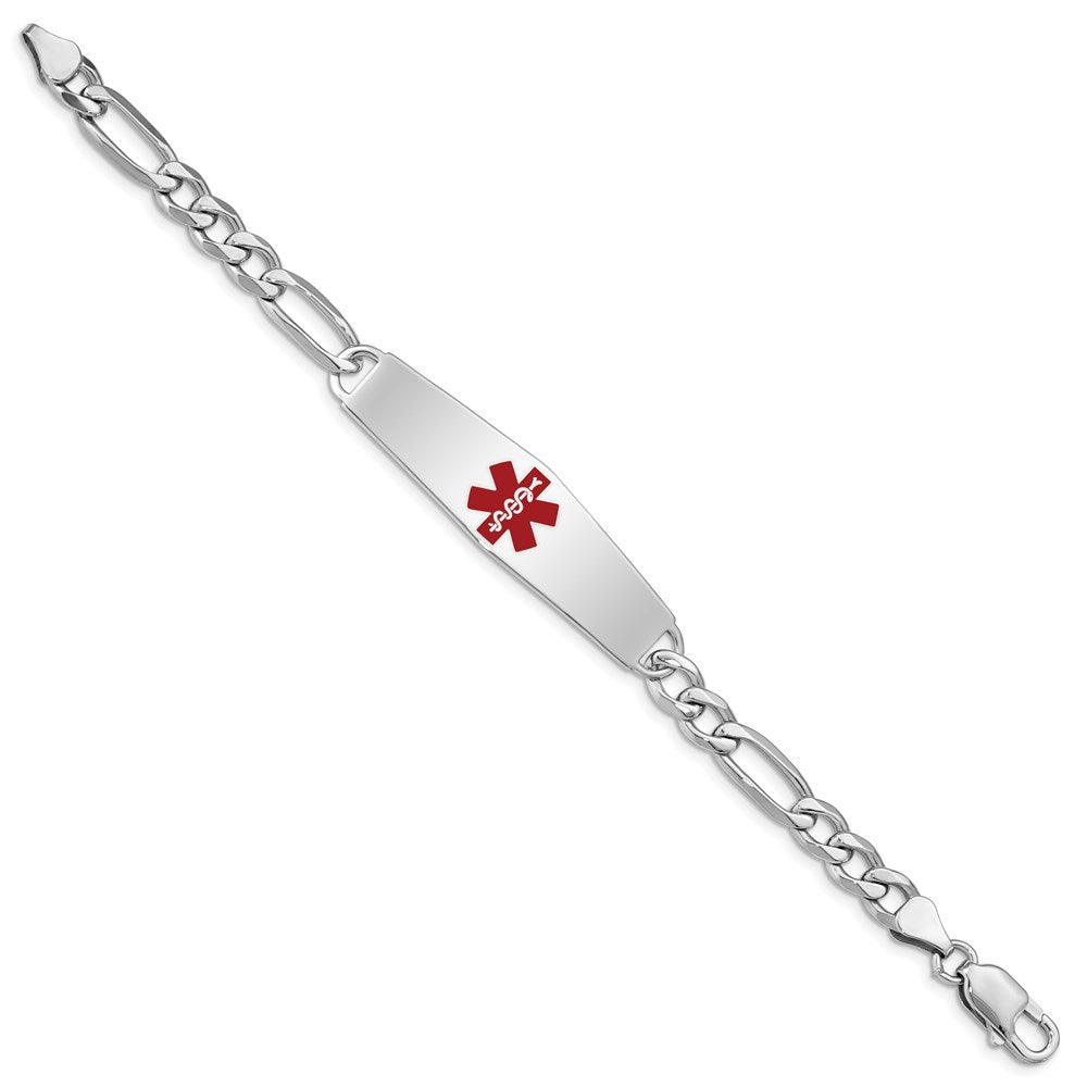 Sterling Silver Rhodium Plated Medical Id Figaro Link Bracelet