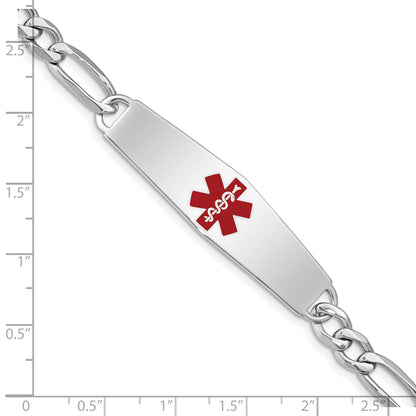 Sterling Silver Rhodium Plated Medical Id Figaro Link Bracelet