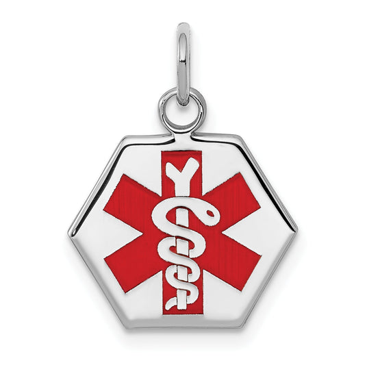 Sterling Silver Rhodium Plated Medical Jewelry Pendant