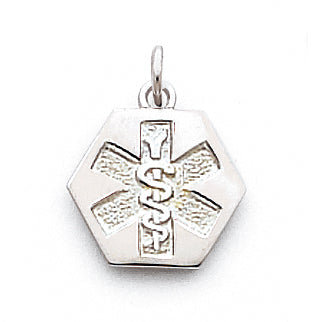 Sterling Silver Rhodium Plated Non Enameled Medical Jewelry Pendant