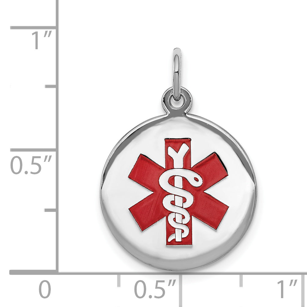 Sterling Silver Rhodium Plated Medical Jewelry Pendant