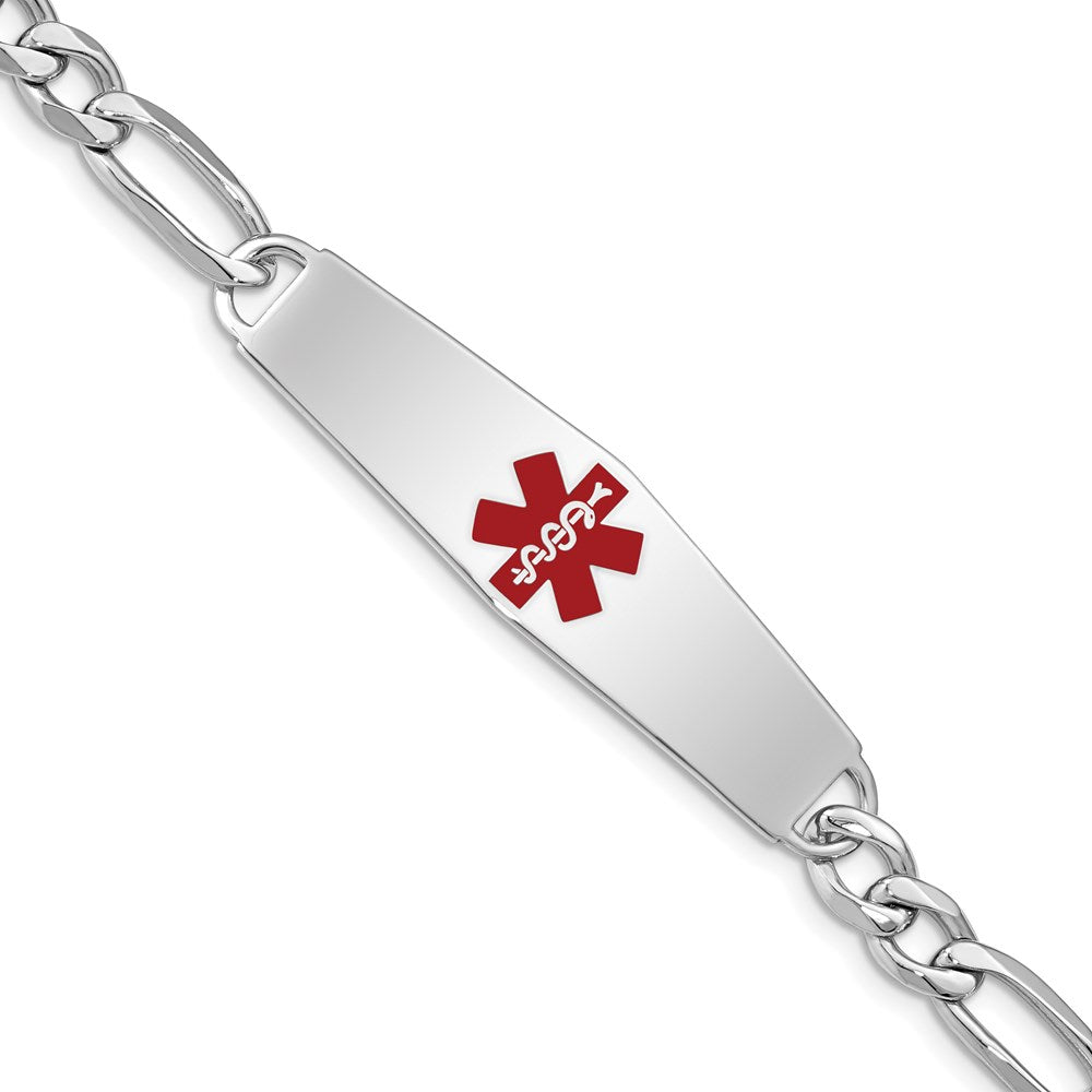 Sterling Silver Rhodium Plated Medical Id Figaro Link Bracelet