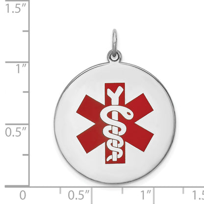 Sterling Silver Rhodium Plated Medical Jewelry Pendant