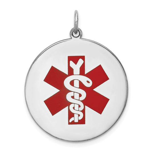 Sterling Silver Rhodium Plated Medical Jewelry Pendant