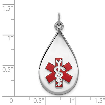 Sterling Silver Rhodium Plated Medical Jewelry Pendant
