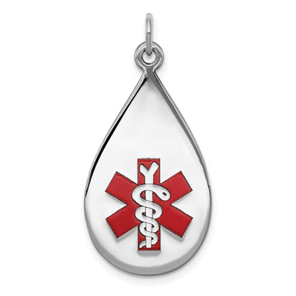 Sterling Silver Rhodium Plated Medical Jewelry Pendant