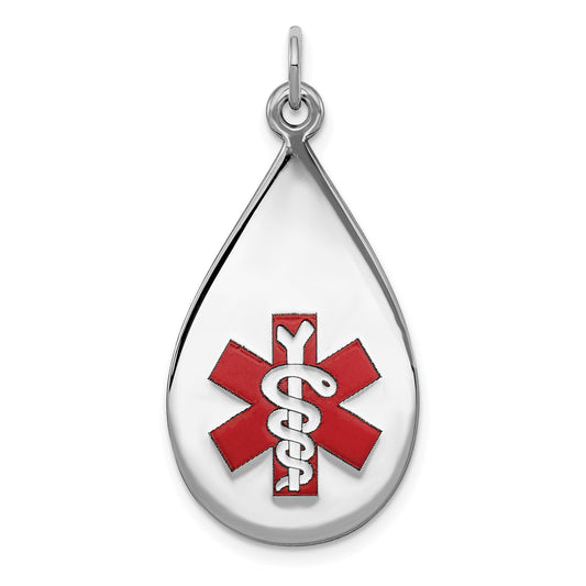 Sterling Silver Rhodium Plated Medical Jewelry Pendant